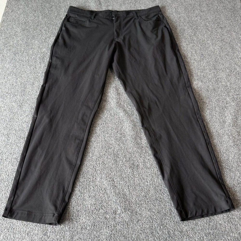 Fabletics Mens Only-Way Pants Black Technical Stretch 5-Pocket Trousers 37x29.5